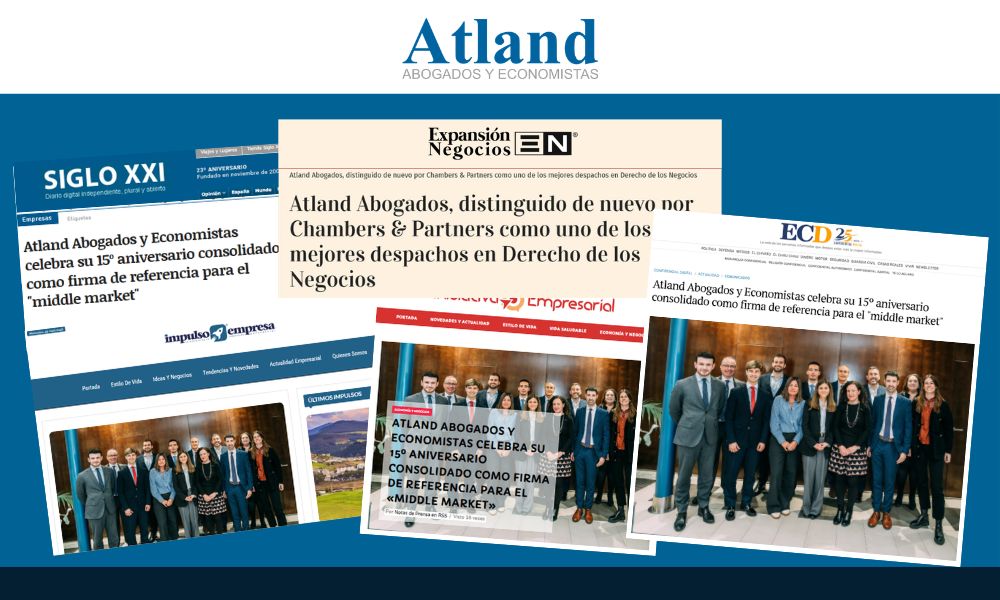 Atland Abogados y Economistas celebra su 15º aniversario como firma de referencia para empresas